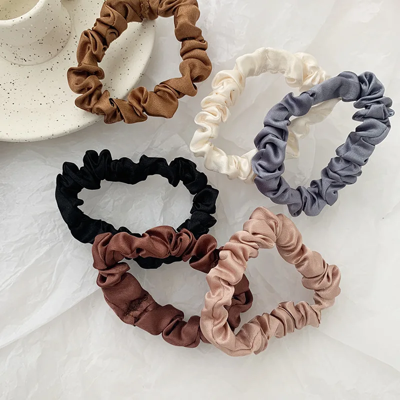 6 colors per pack Ins elegant french satin hair ring silk hair ropes hair rings for women