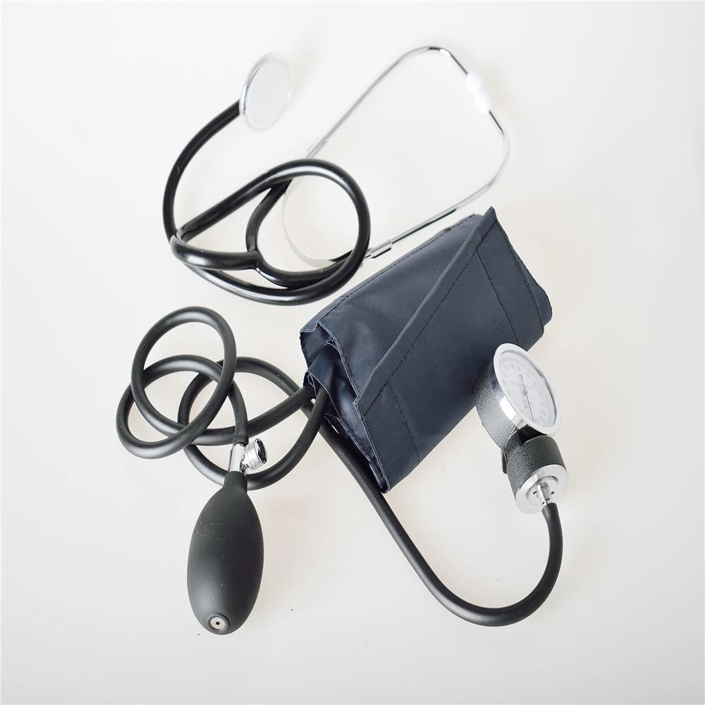 Medical standard manual aneroid sphygmomanometer with stethoscope