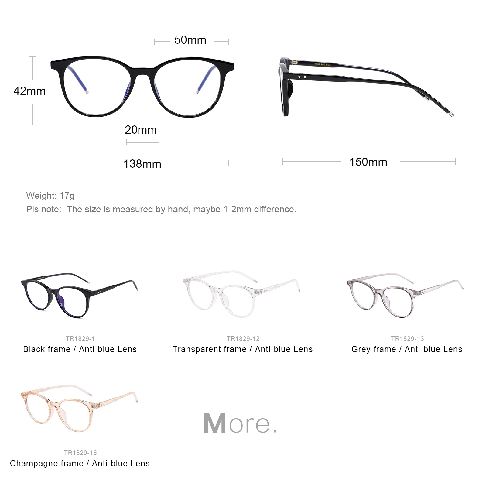 Tr90 Anti Blue To Block Light Computer Glasses Mobile Phone Bluelight Blocking Protection Round Eyeglasses