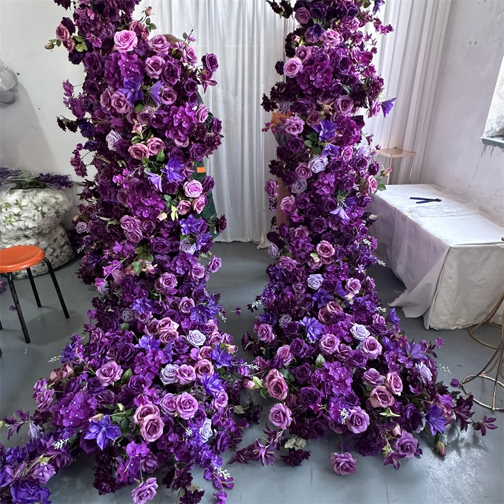IFG wholesale 2m floral runners artificial deep purple flower garland for wedding