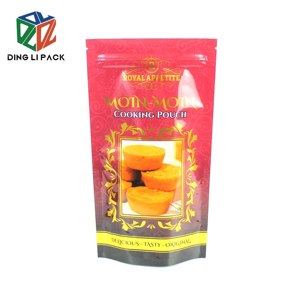 Wholesale Custom Digital Print Mylar Stand Up Ziplock Snack Food Bag moi moi cooking pouch