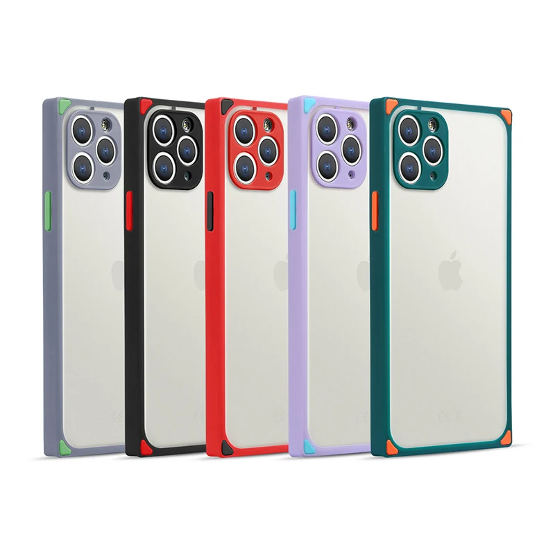 Квадратный чехол 2 в 1 для мобильного телефона iPhone 11, чехол контрастных цветов, прямоугольный чехол для телефона из ТПУ + PC iPhone XR с двухцветным ключом