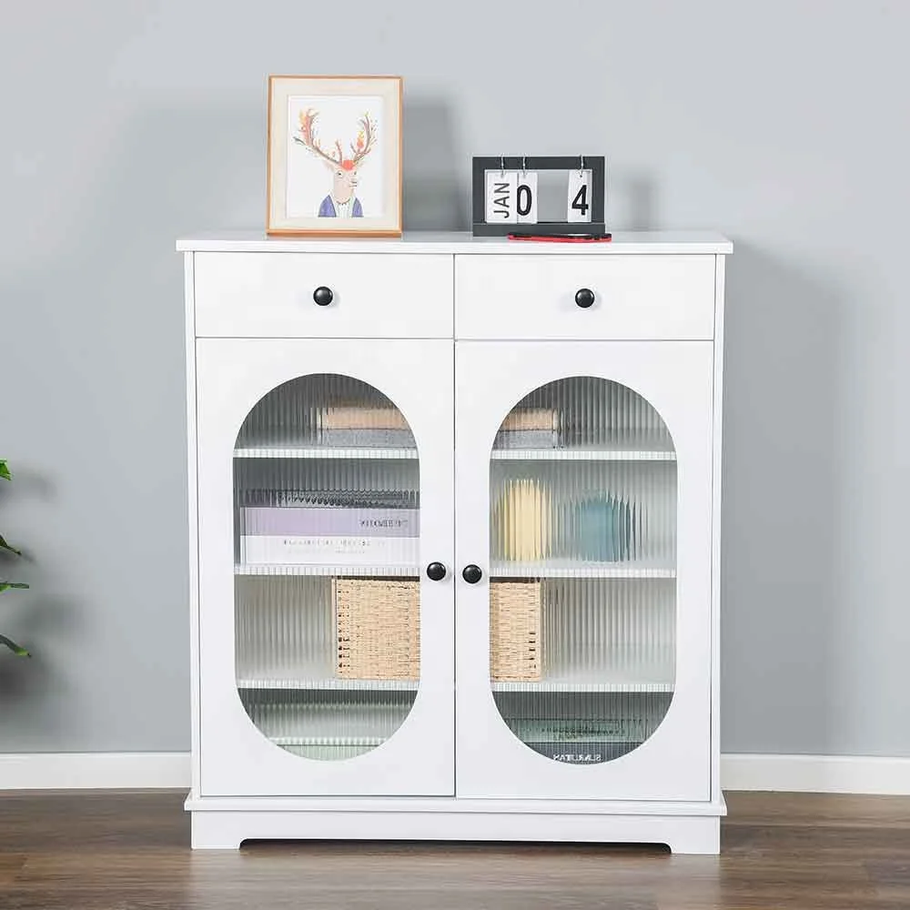 Wholesale Popular Wood Sideboard Storage Cabinet With Drawers Living Room White Furniture Corner Cabinet With Glass Door