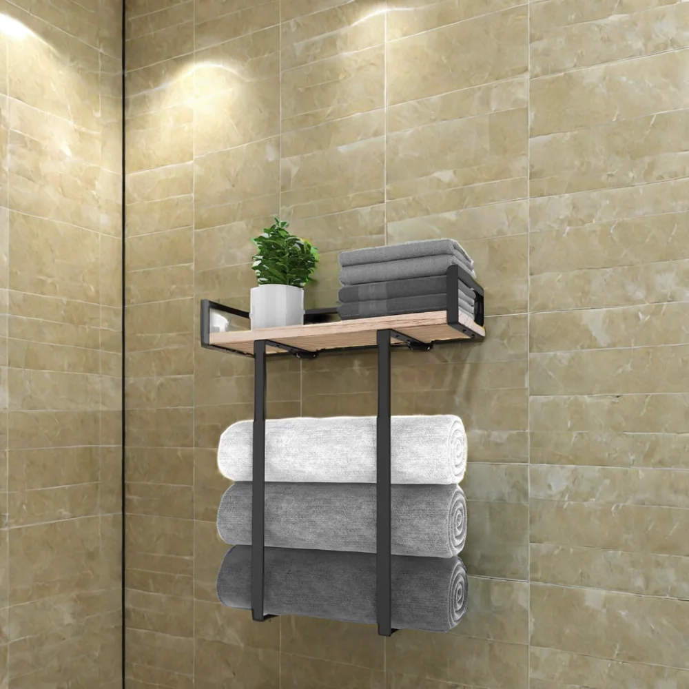 Sopewod Bathroom Storage Racks over Door Towel Rack with Shelf and Storage Baskets for Living Room