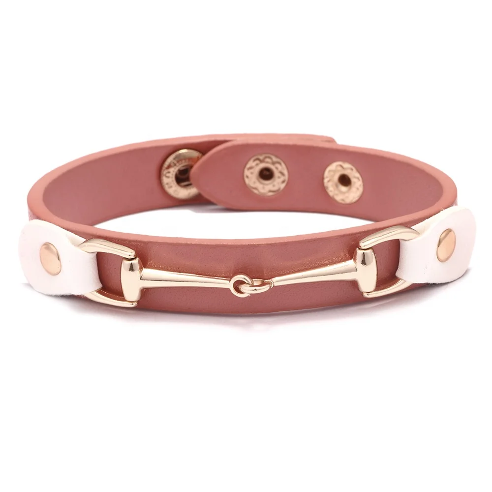 Women girls Korea style decoration chain adjustable leather bracelet