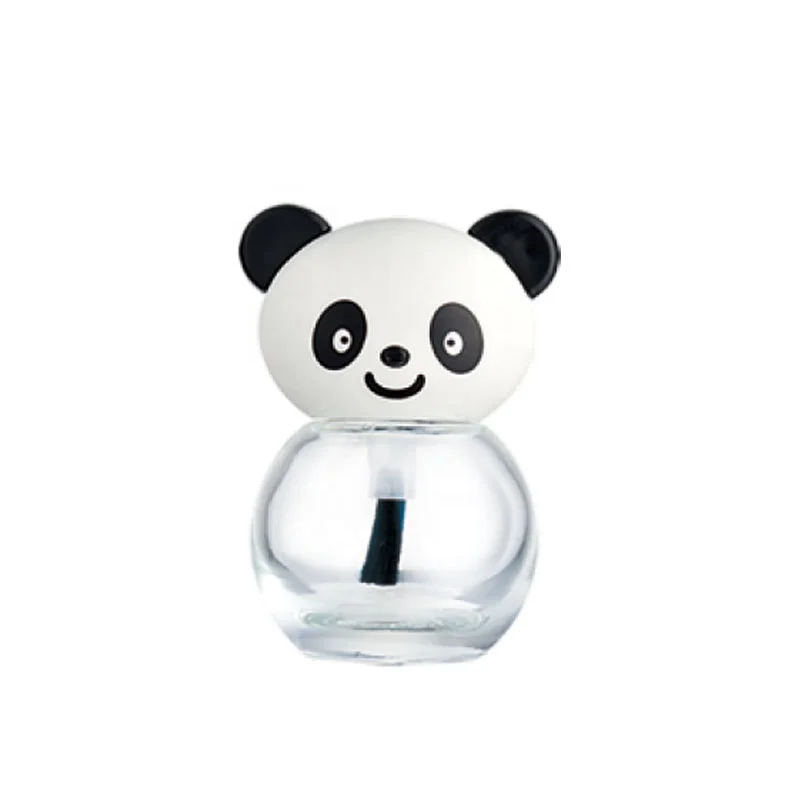 accept logo printing mini empty clear nail resin polish bottle with cute panda caps