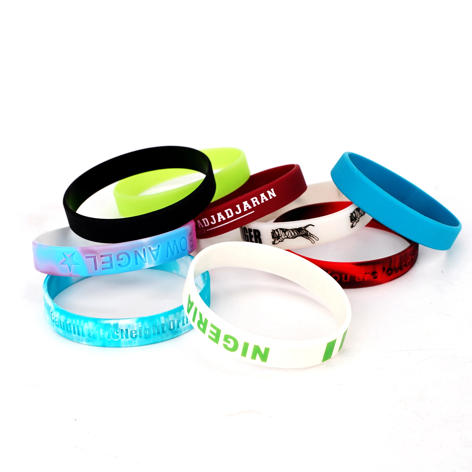 Your Own Rubber Bracelet Design Embossed Printed Silicone Wristband With Logo Customization