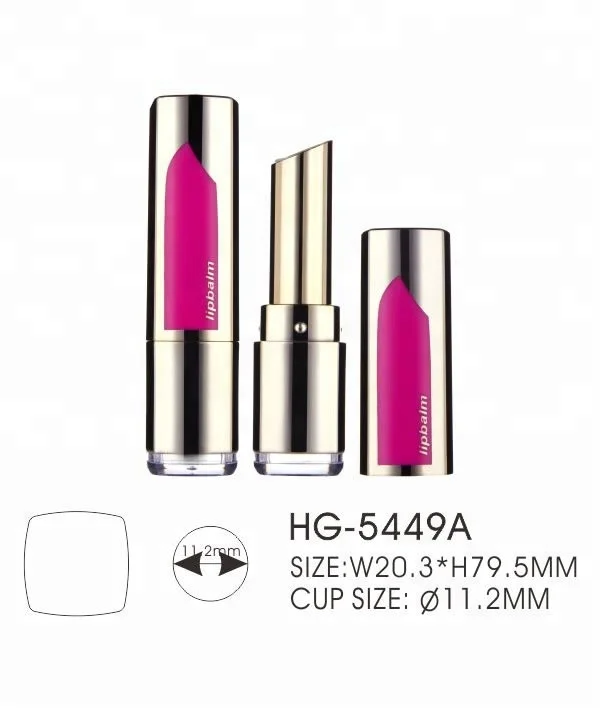 Luxury metallic golden color square lipstick tube container with clear bottom