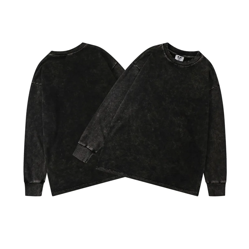 NADANBAO Mens Autumn Pullover Stonewashed Sweatshirt Manufacturer Oversized Crewneck Cotton Vintage Acid Washed Sweatshirt