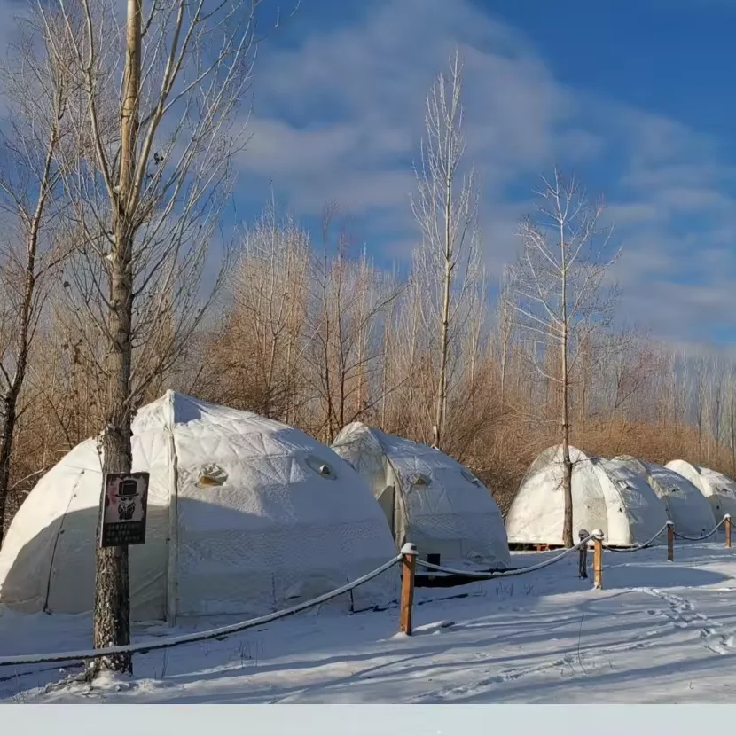 Outdoor Tourism Mountaineering Snow Anti-cold Camp Tent with Toilet Single Bedroom Bed Yurt - 40 degrees Tourist Rental tents