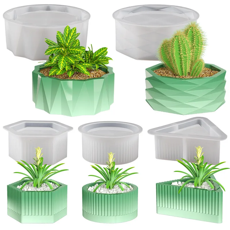 New Non-Stick Concrete Planter Molds Silicone Plant Pot Mold Succulent Pot Flower Cement Molds