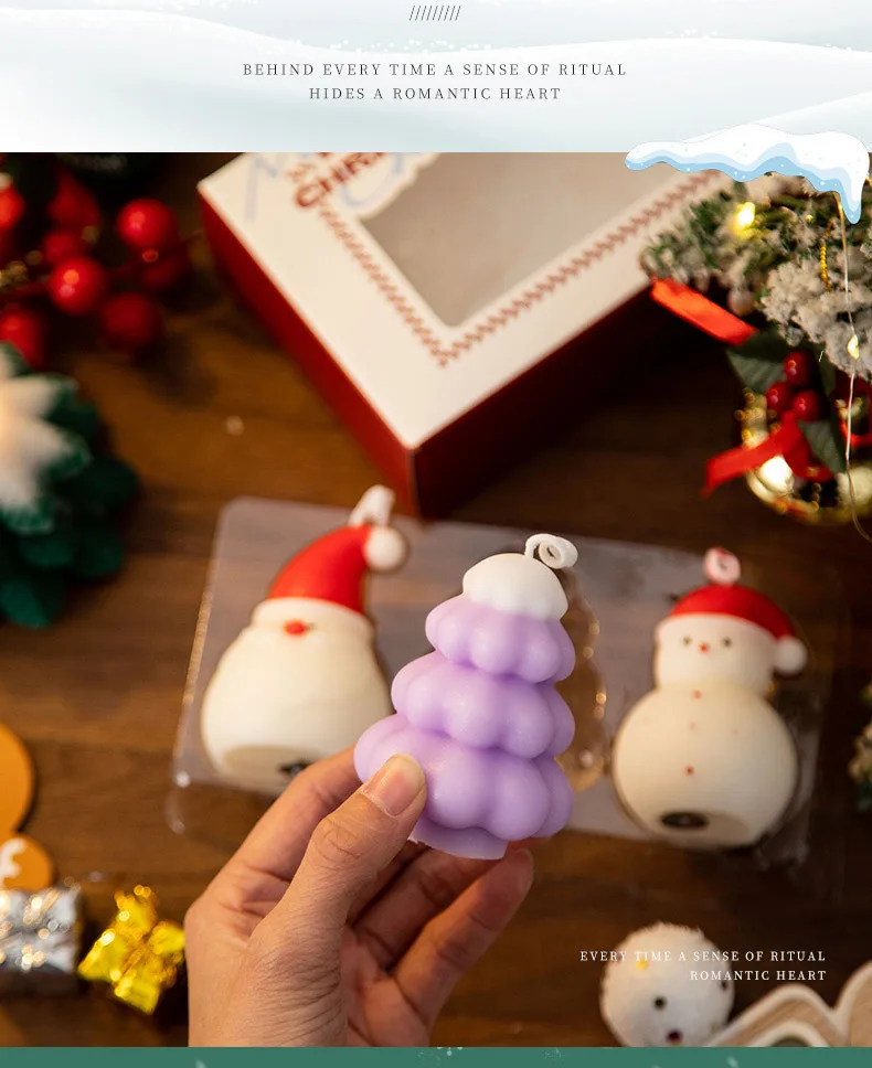 Christmas tree candle Ornaments Snowflake candles Personalized Label Candle Christmas Gift Set
