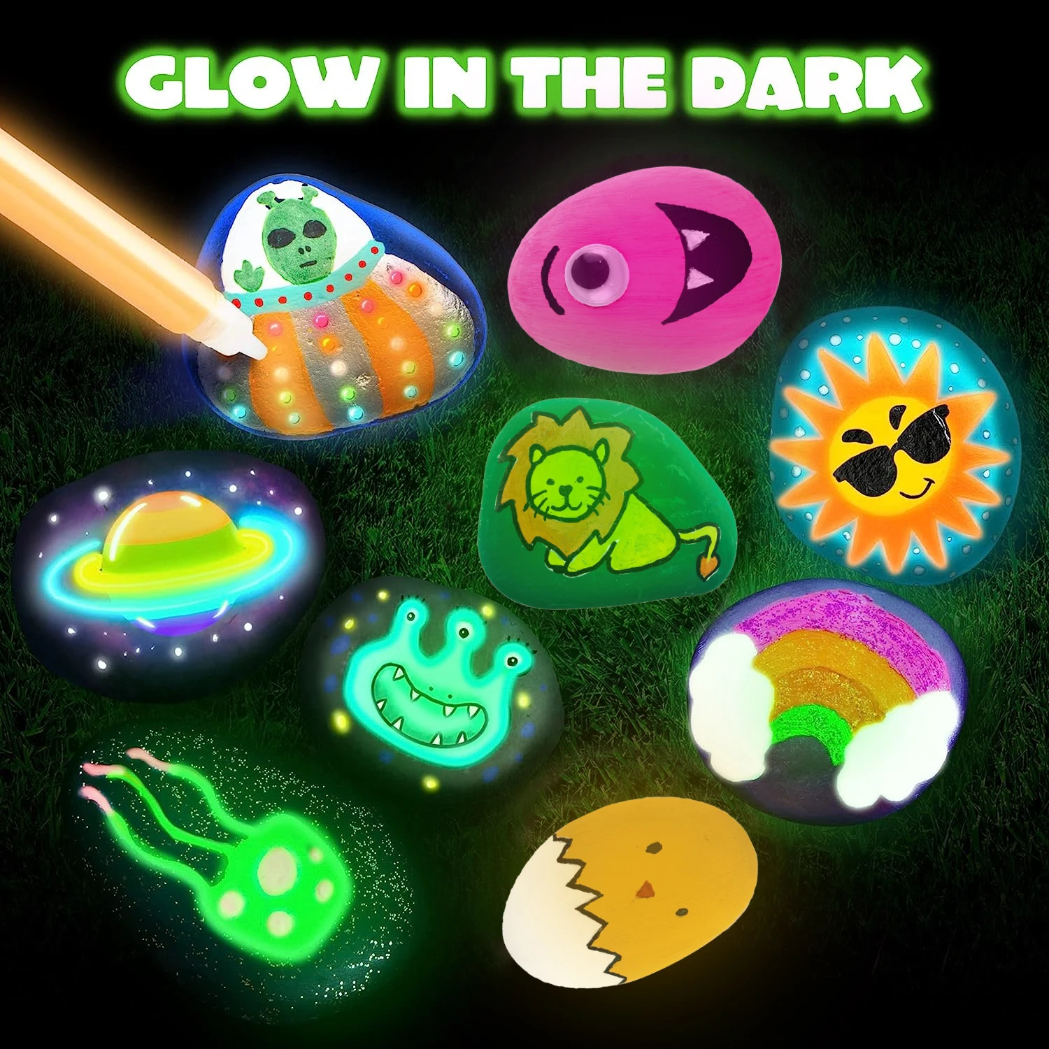 Best selling educational toy Glow in The Dark Rock Painting Kit Craft Gifts drawing product  for Boys and Girls