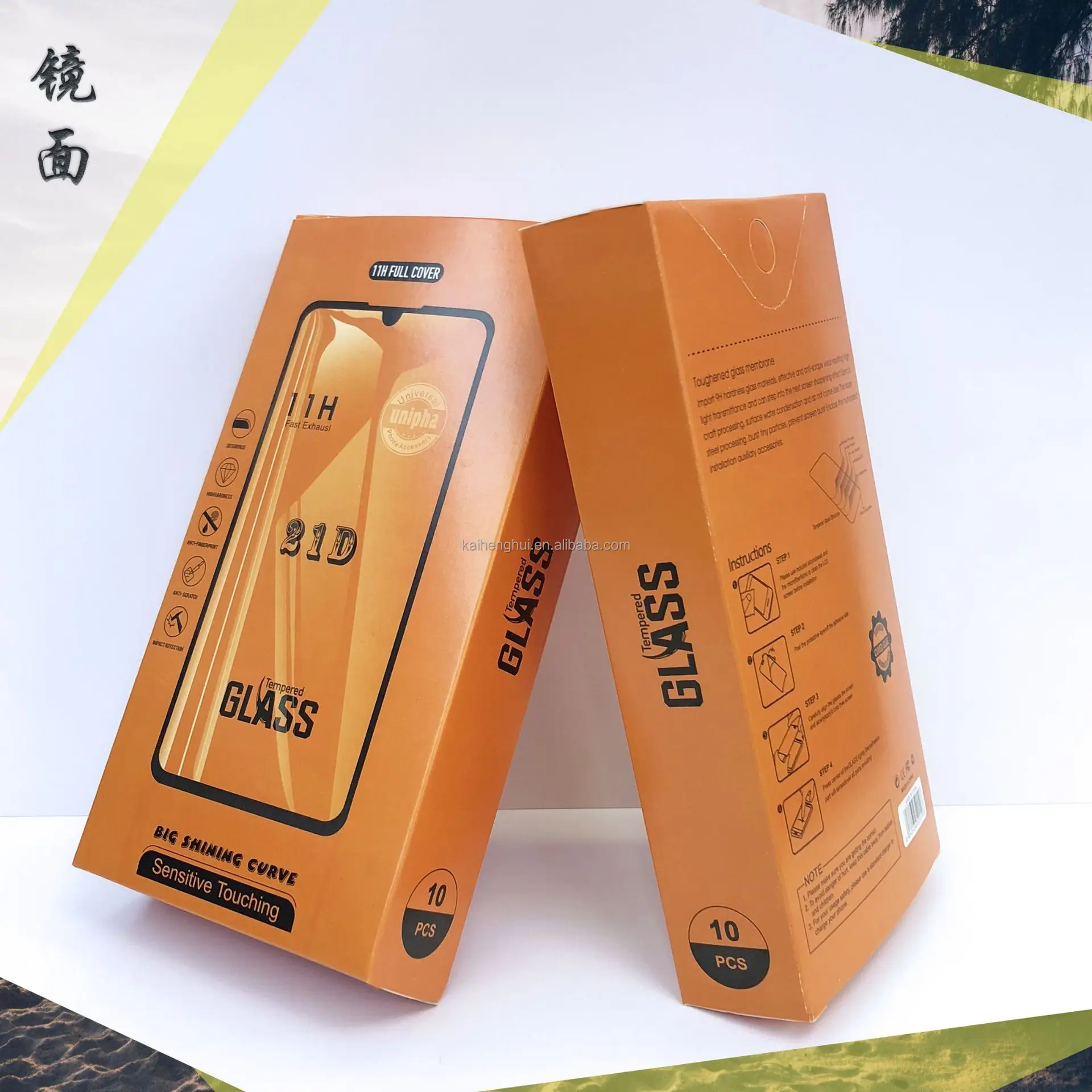 Cheap  Price  Natural 21D  10IN1 Retail  Paper Box Tempered Glass Screen Protector Packaging Boxes for Cellphone Packing