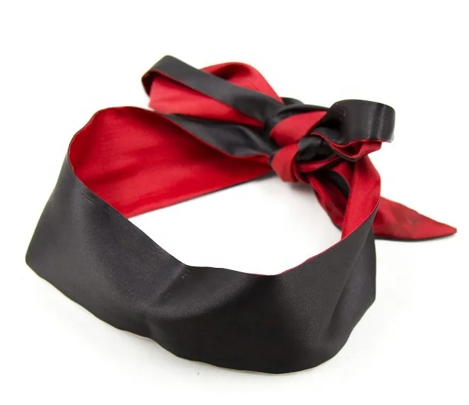 BDSM Blindfold Soft Eye Mask Band Blinder Comfortable Black Red 2 Colors Reversible Blindfolds