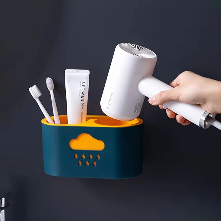 Luxury Wall Mount Bathroom Storage Rack Easy Stand Rack Hair Dryer Holder Multifunctional Bathroom Rack Shelf
