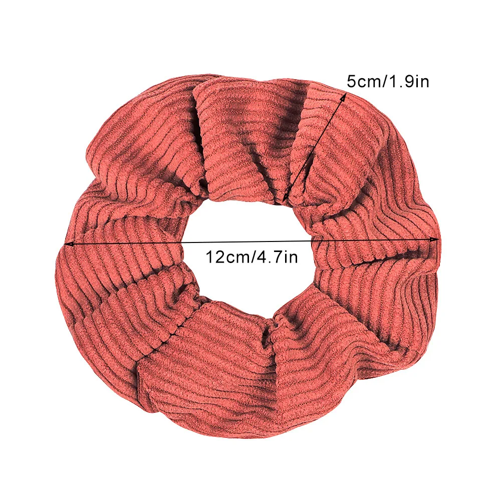 Hot style corduroy scrunchies autumn/winter stripe solid color fur scrunchie