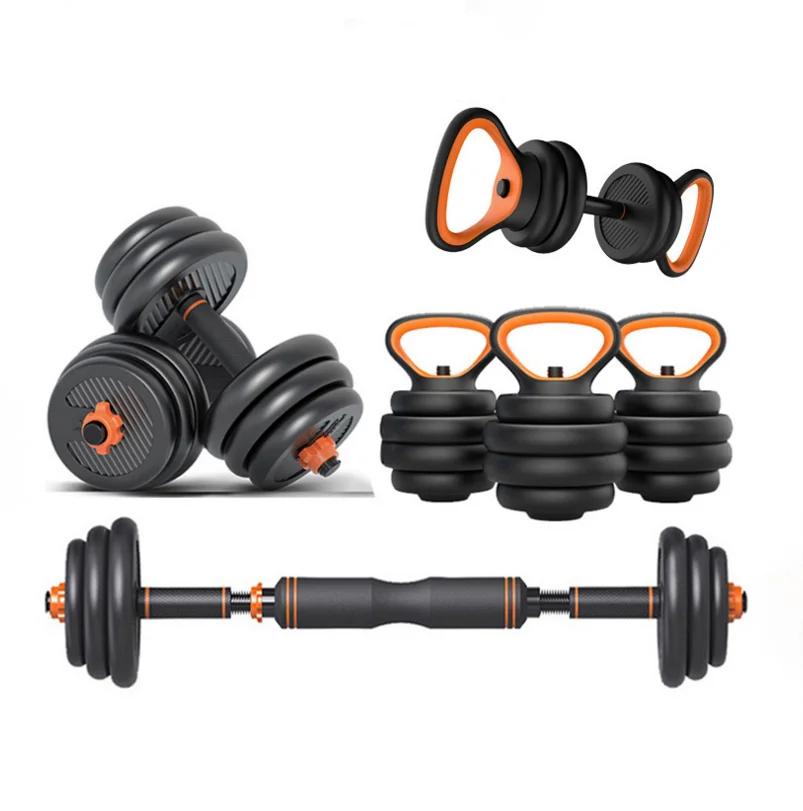 Six In One Dumbbell Powerlifting Barbell Kettlebell Fitness Exercise Adjustable Kettlebell Cover Set