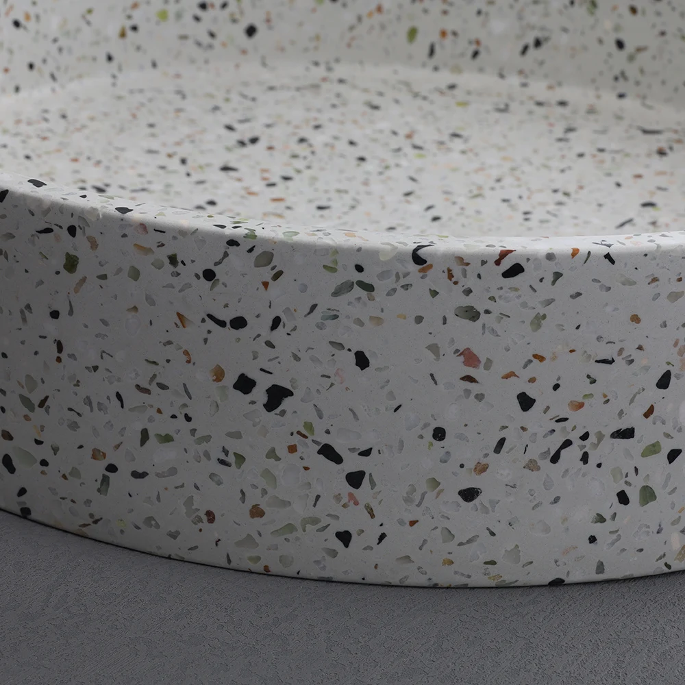 DASEN Wholesale modern round vessel water stone color handmade concrete bathroom vanities basin bathroom vanities wash basin cement art basin 2023