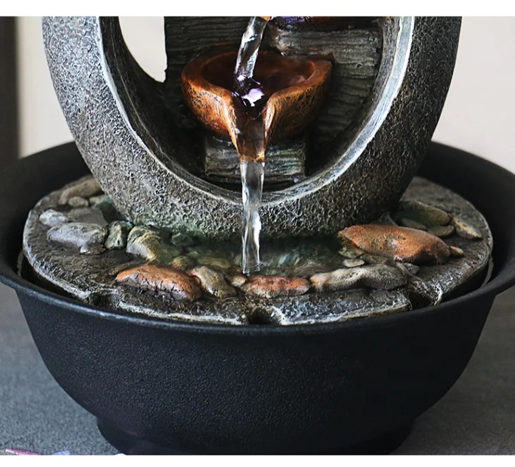 Wholesale Fengshui Tabletop Water Fountains Indoor Relaxation Waterfall Fountain With Candle Holder and Light For Home Decor