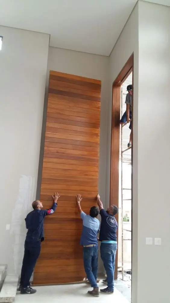 Seeyesdoor metal frame solid wood teak pivot front entry door for modern house all types