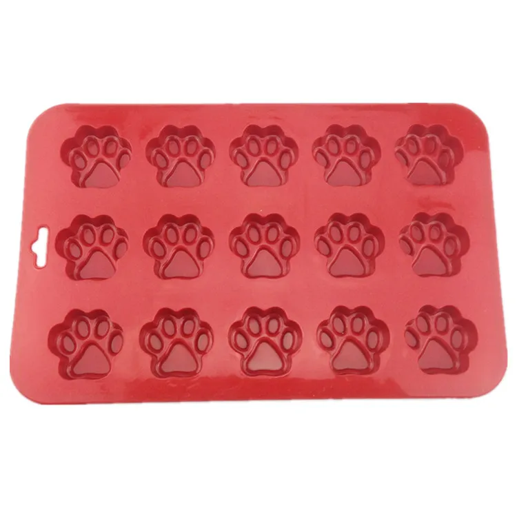 Food grade puppy pet treat mold dog bone shape silicone ice cube tray Silicone bone paws baking mold