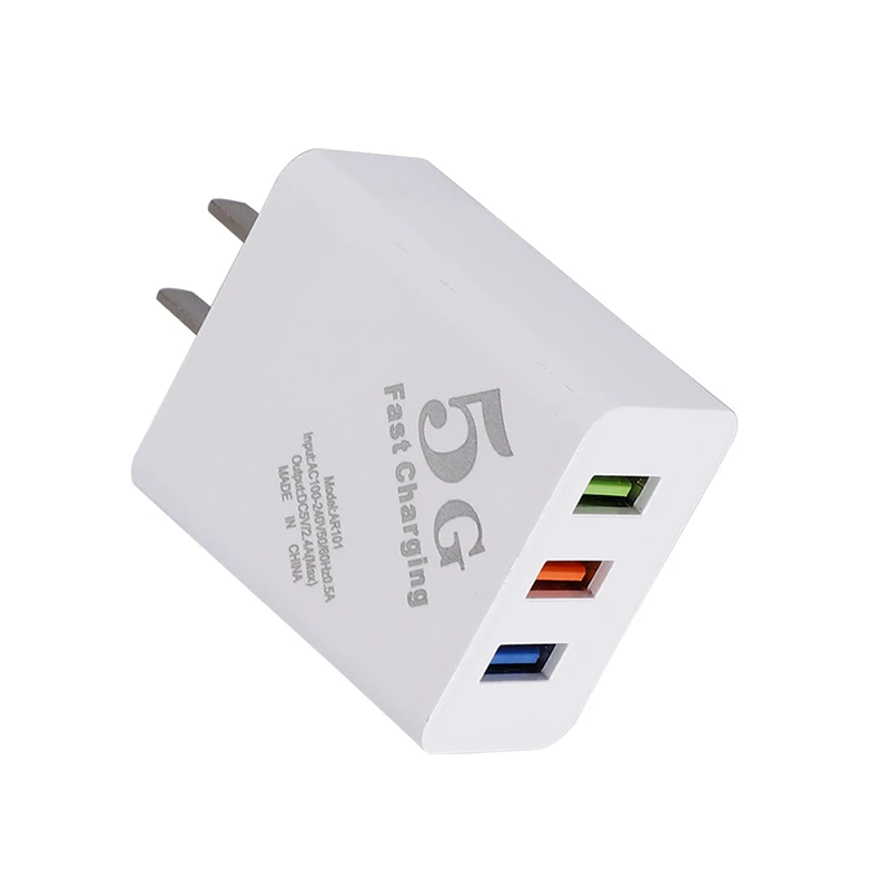 Universal 3 Usb Ports 5V 2.4A Eu US Wall Charger Power Adapter For IPhone Samsung Huawei Android phone