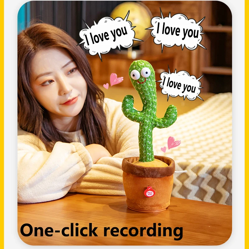  2021 new kid electronic singing neon led holiday romantic light stuffed baby moving talking dancing el cactus shape bailarin