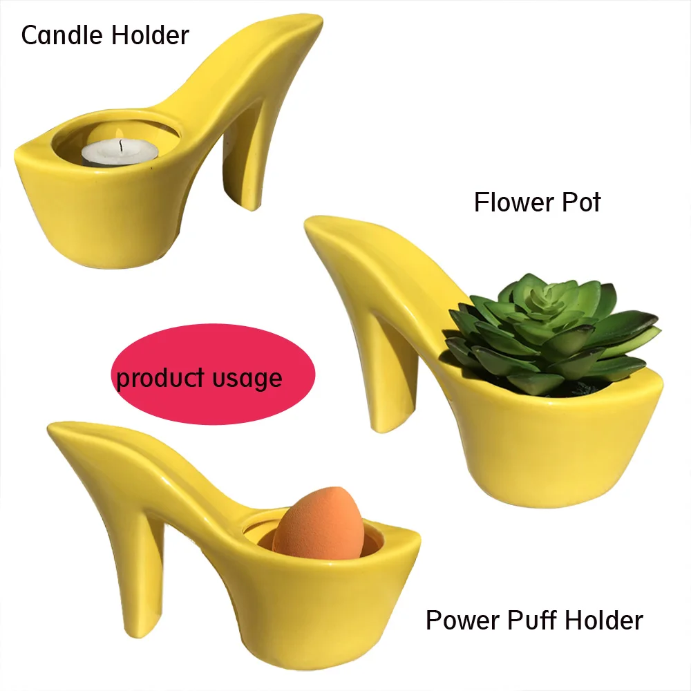 
Luxury High Heel Shoe Shape Ceramic Rose Boot Flower Pot 