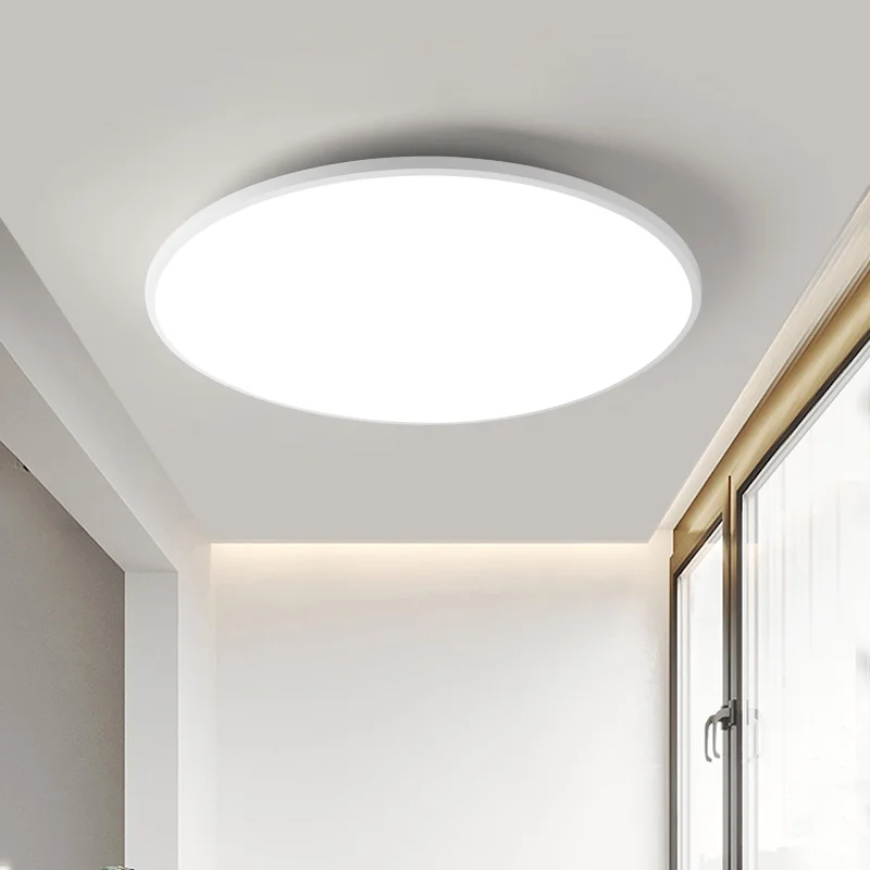 Morden Black Study Balcony Bedroom Room Light Round Mounted Indoor Slim Led Ceiling Lamp Plastics Led Tri-proof Light