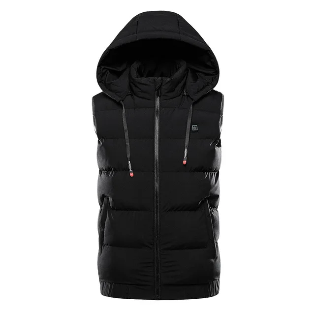 Sidiou Group Detachable Hood Plus Size Puffer Vest Women Men USB Thermal Heated Vest With Hood Zipper Heating Hoody Vest