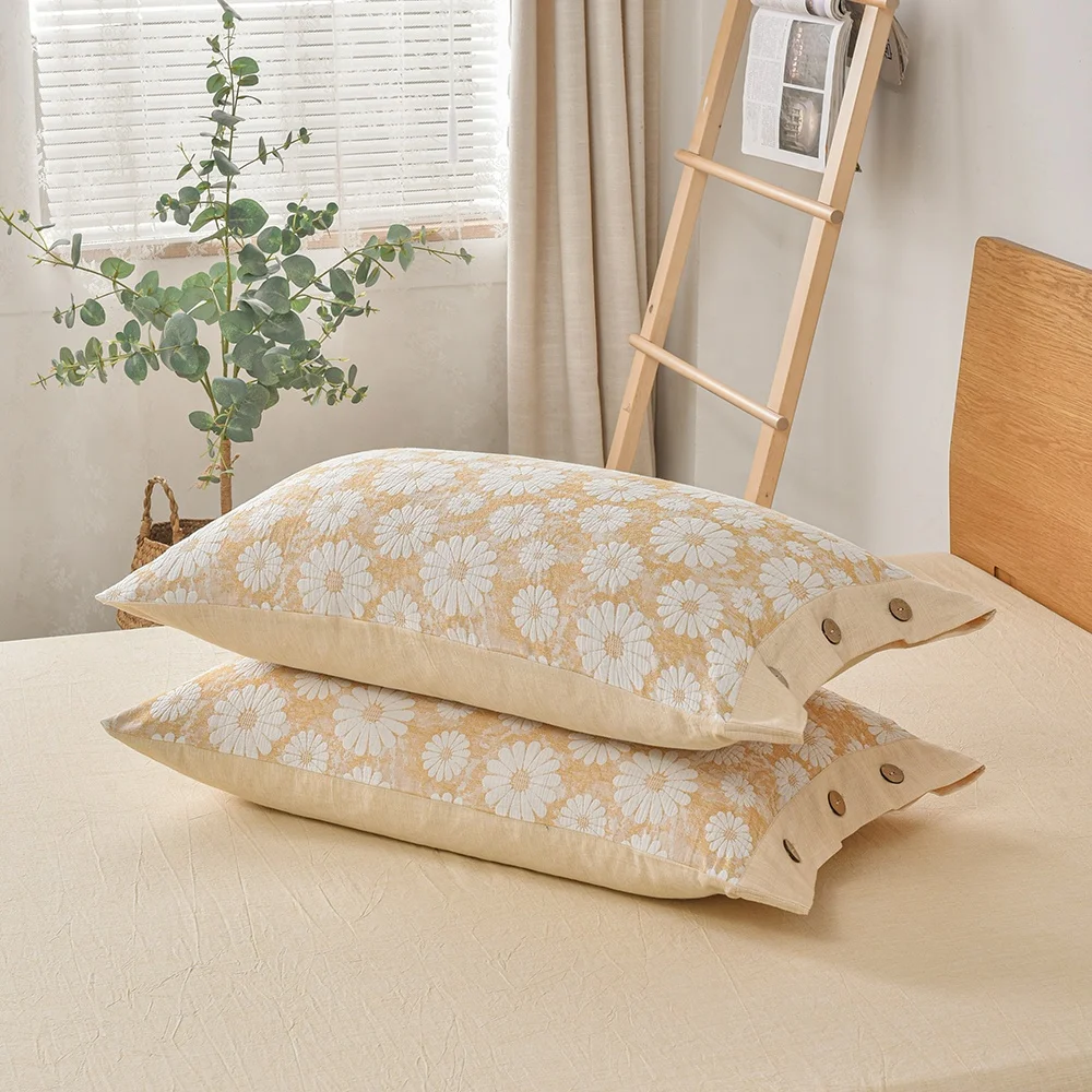 Бледно-желтое постельное белье из чистого хлопка