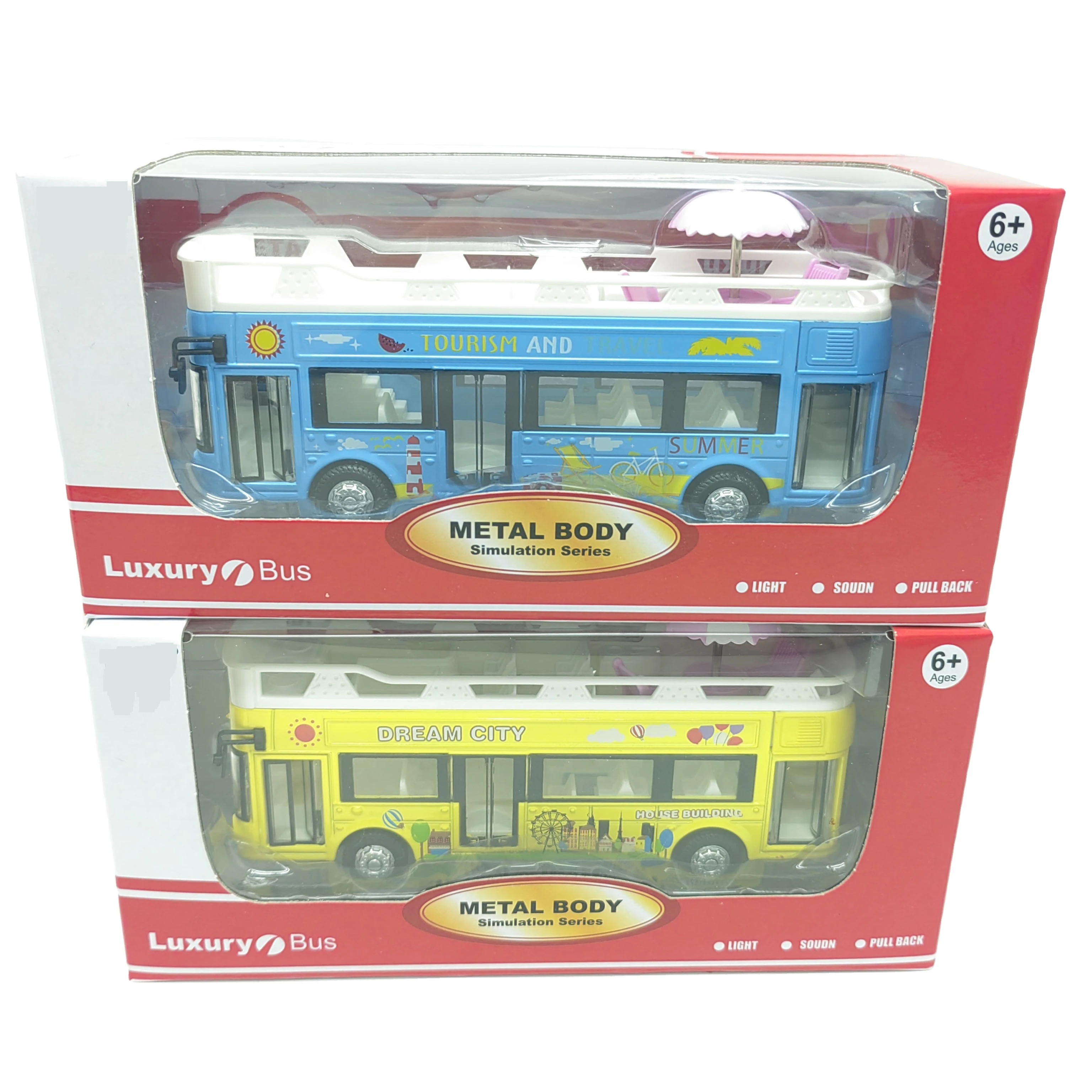 Hot Selling Souvenirs Set London sightseeing Bus Model Diecast Toy Vehicles Pull Back Car Model With Musci and lights Toys