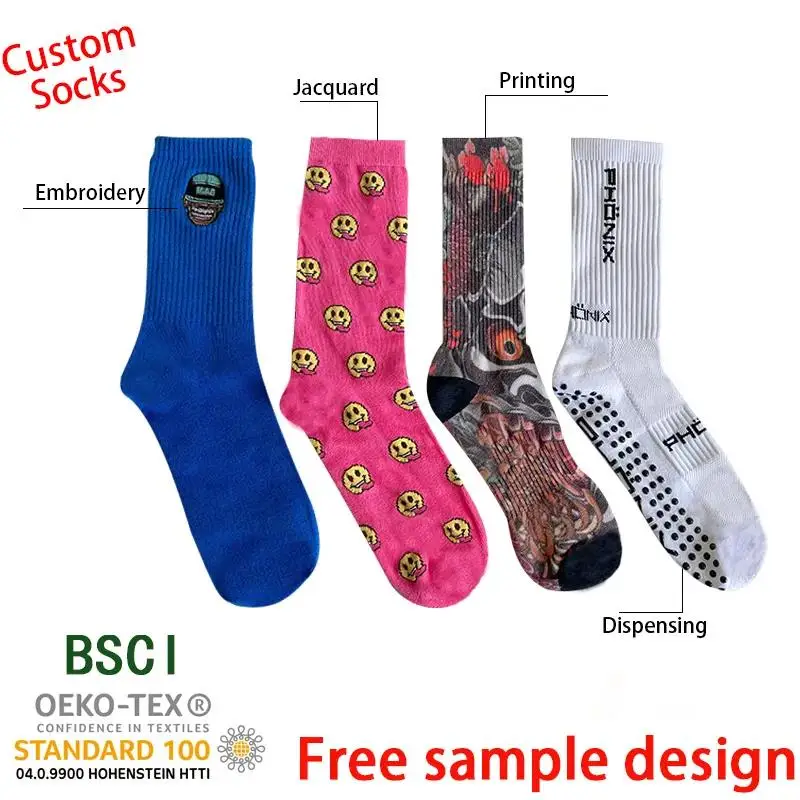 NMDZ OEM crew men tube calcetines Customize knitted embroidered design made embroidery custom logo cotton sport athletic socks
