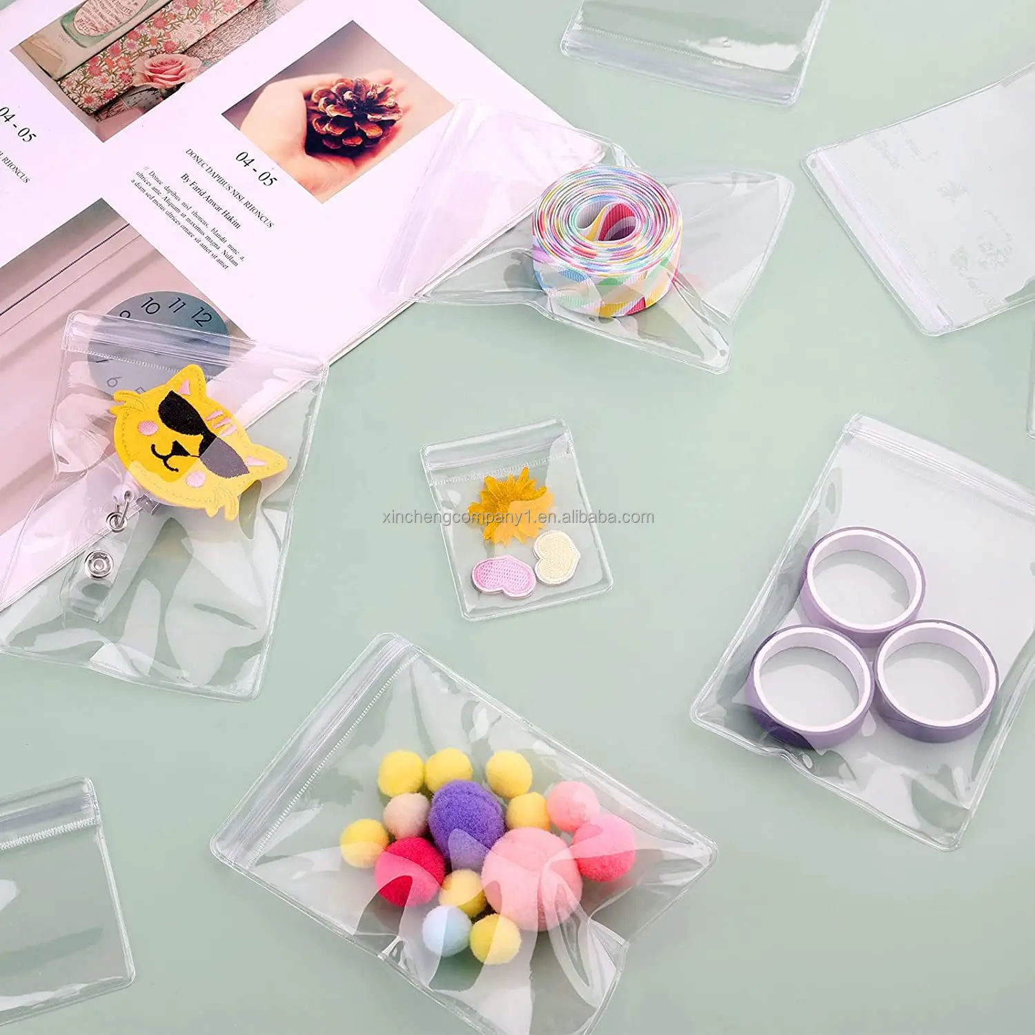 Wholesale Waterproof Small Clear PVC Zipper Packaging Jewelry Flat Pouch Jewelry Packaging Zip Lock Bag