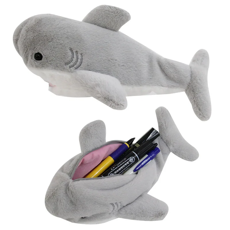 Cute custom plush stuffed animal Shark pencil Case Dog cat Unicorn cow doll Mermaid cartoon pen bag custom plush toy