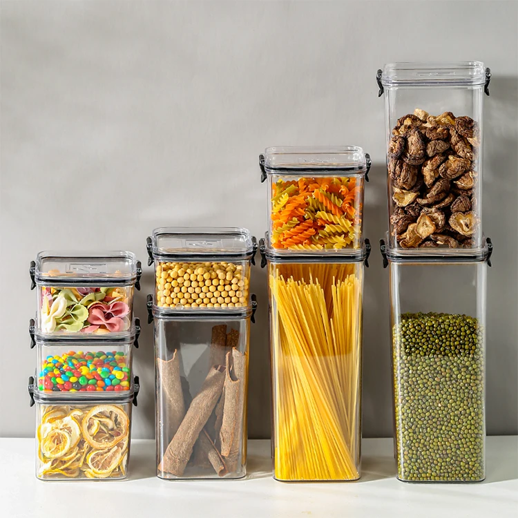 Wholesale Hot sale transparent refrigerator sealed plastic food container Kitchen grain storage tank  with lid