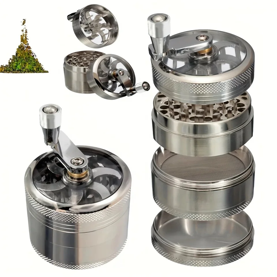 KY 4-Layer Zinc Alloy 60mm Metal Herb Herbal Household Commodity Kitchen Grinsder Herb Spice Grinder