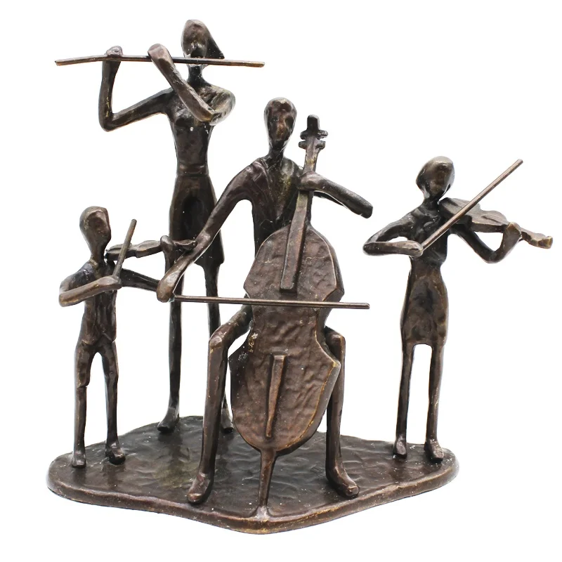High quality cast iron metal arts and crafts bronze music sculpture for home decor creative souvenir gifts