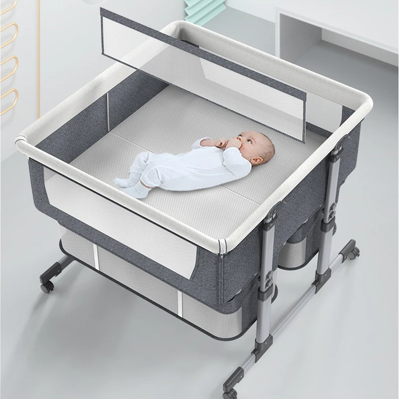 SeaMind Wholesale Adjustable Twin Baby Bassinet High Multifunctional Bedside Baby Bed/Crib Modern Design Bedroom Dining School
