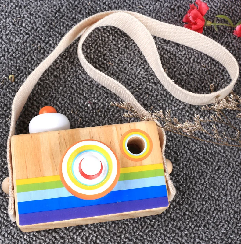 CMC 2022 baby Travel decoration Infant montessori wood toys Toddler cute educational wooden camera toy