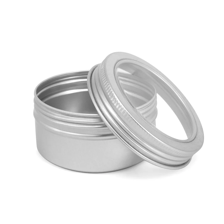 80g containers metal aluminum jar tin aluminum tin aluminium can round tin can with clear window
