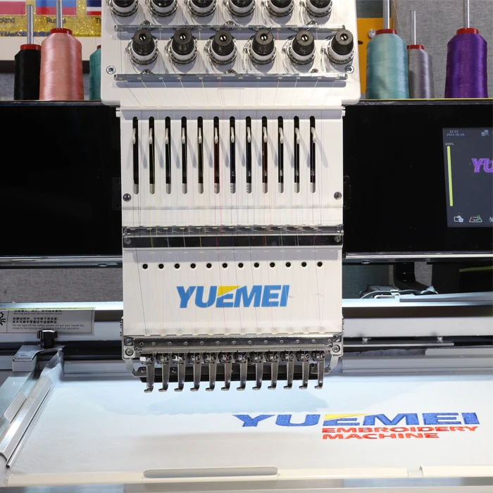 YUEMEI 12 /15 Color Single Head Embroidery Machine Flat Hat T-shirt Apparel Embroidery Machine Computerized