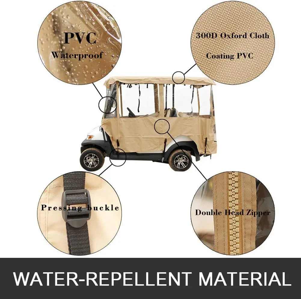 210D Waterproof Driving Golf Cart Enclosure with Window for Club Car Yamaha Cart