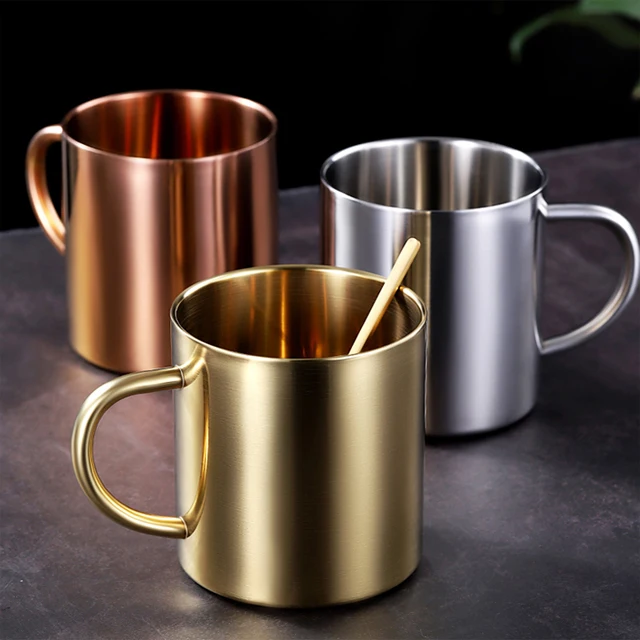 400mL Double Wall 304 Stainless Steel Cup Mirror Matte Water Drinking Stainless Steel Mug