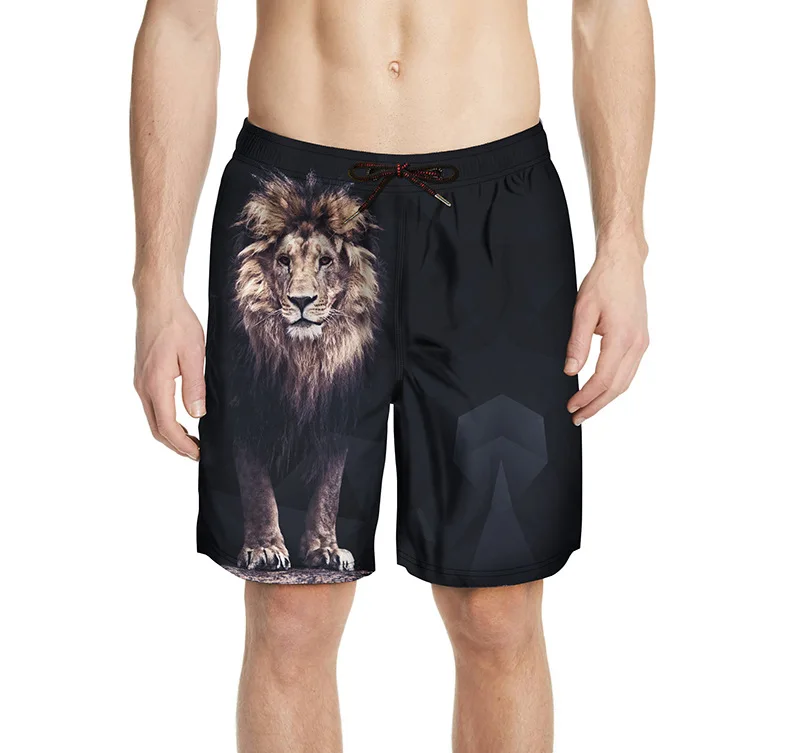 OEM factory Custom design board shorts swimming wear American flag Lion Allover Printing Swim Shorts