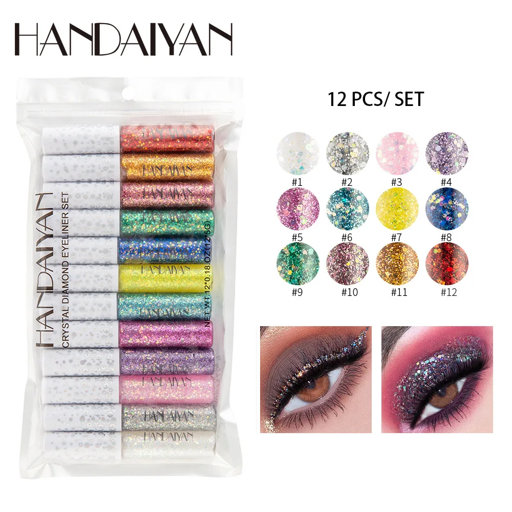 HZM Wholesale Makeup 12colors Long Lasting Vegan Customizable Liquid Shimmer Eyeshadow Palette