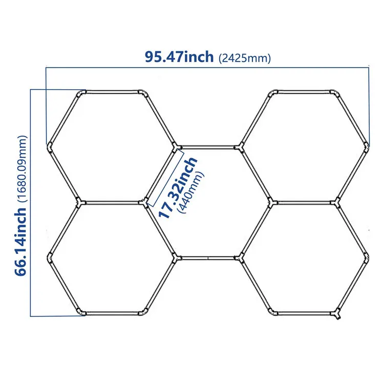 2400*4800MM Hexagon Detailing Workshop Ceiling Led Lights For Car Shop And Garage honeycomb lights hexagonal led light