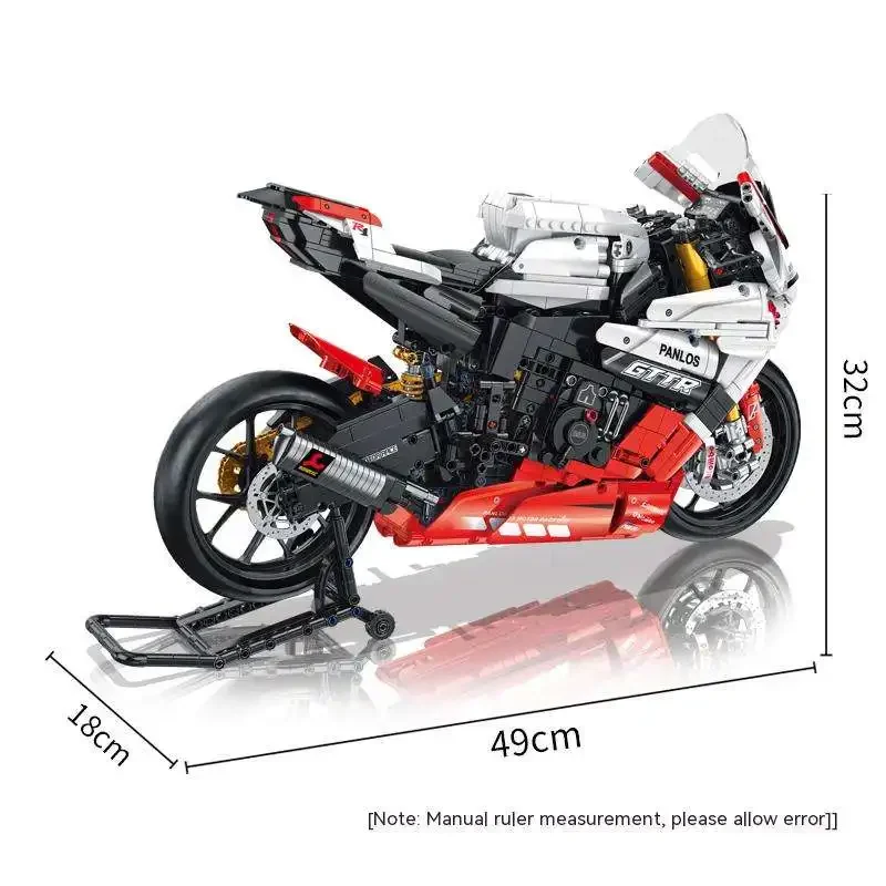 Panlos 672104  Racing Motorcycle1:5 Building Blocks Set MOC Yamaha R1 Track Edition with LED Light Puzzle Assmbly Bricks Toys