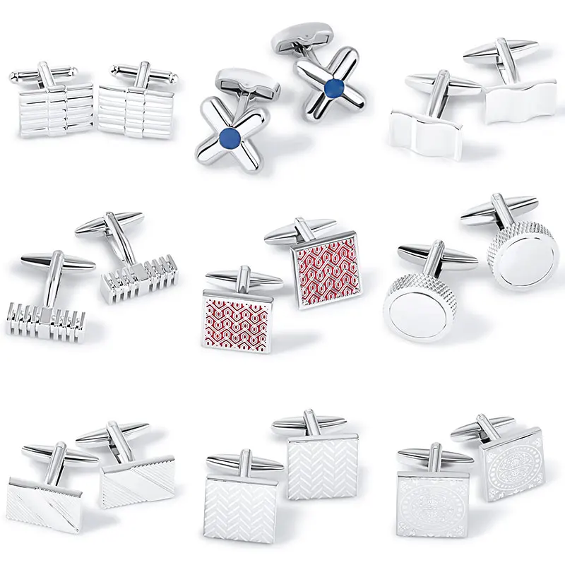 
Rectangle Laser Engraved Cuff Links Wedding Suits Corporate Gift Item Cufflink with Gift Box 